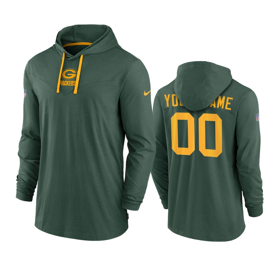 green bay packers custom green sideline performance hoodie tri blend t shirt