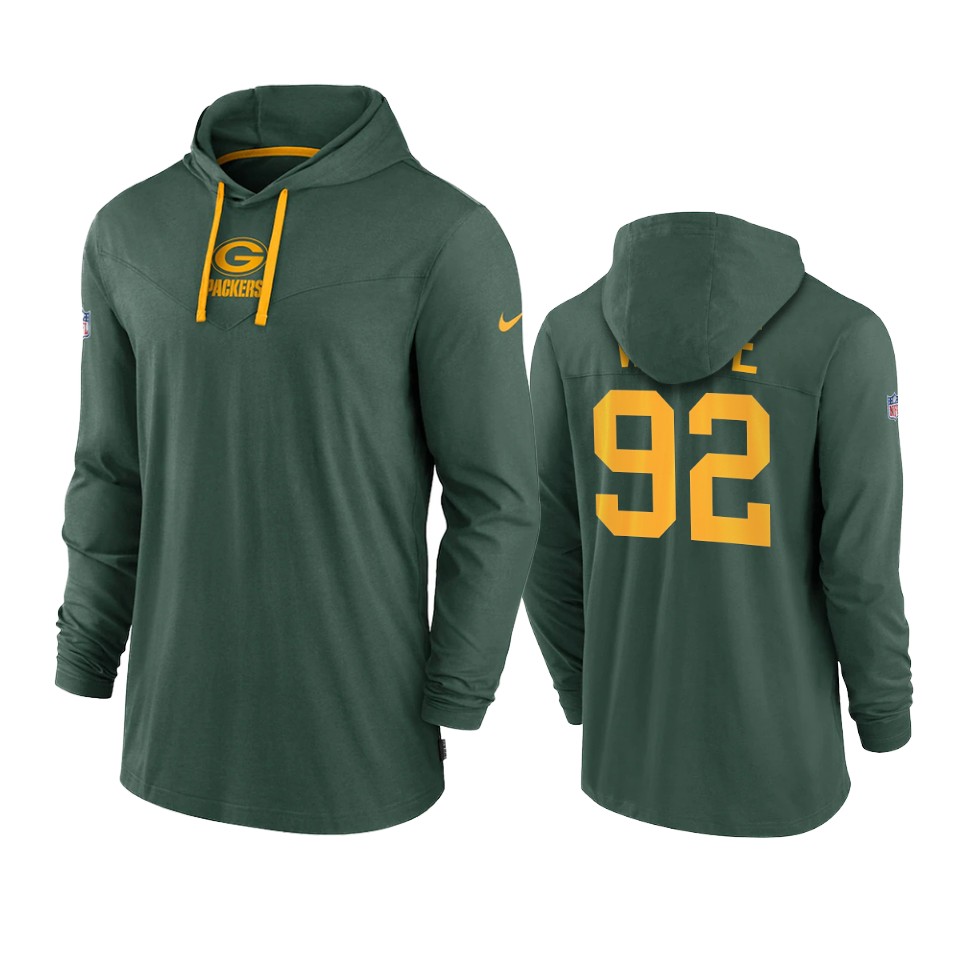 green bay packers reggie white green sideline performance hoodie tri blend t shirt