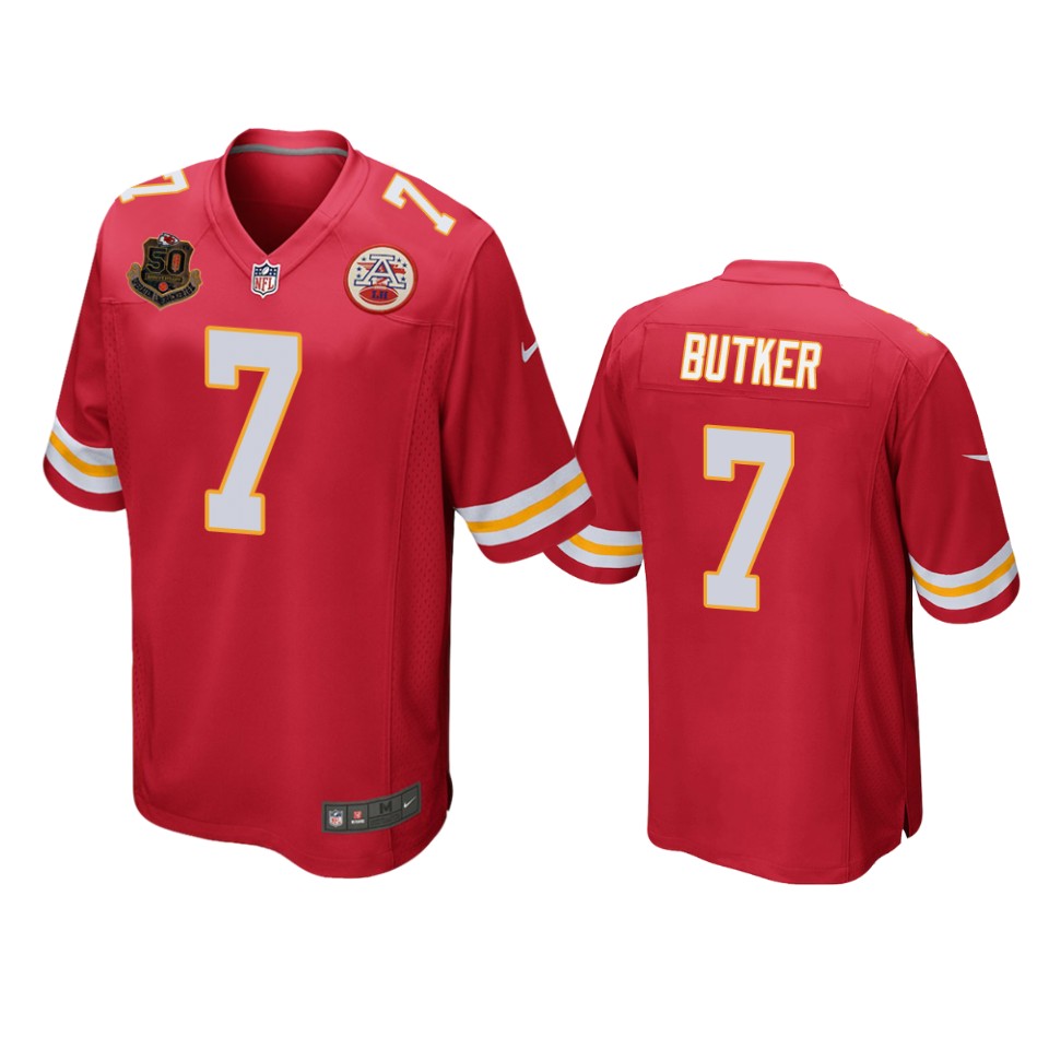 harrison butker chiefs red 50th anniversary of operation linebacker jersey