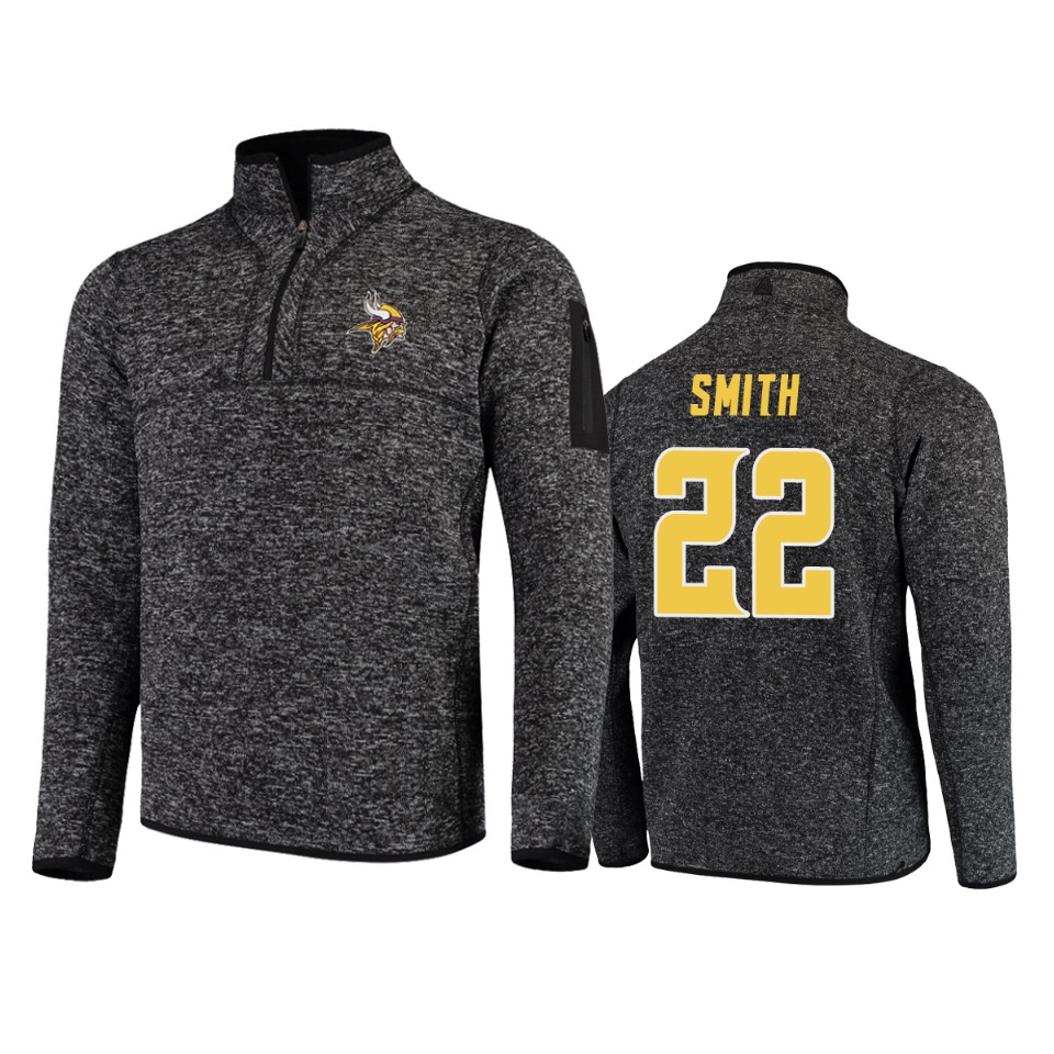 harrison smith vikings heather black fortune quarter zip jacket