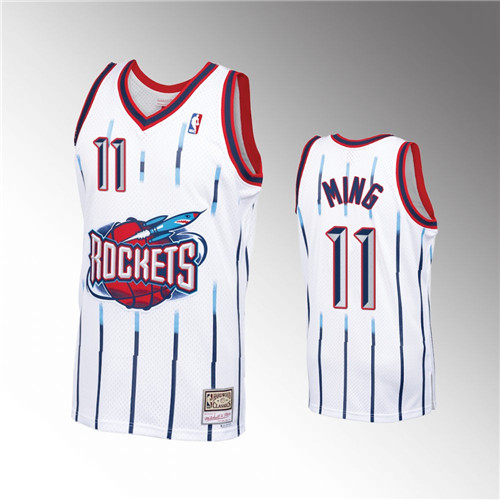 Houston Rockets Yao Ming Hardwood Classics White Throwback 90s Red Jersey #11