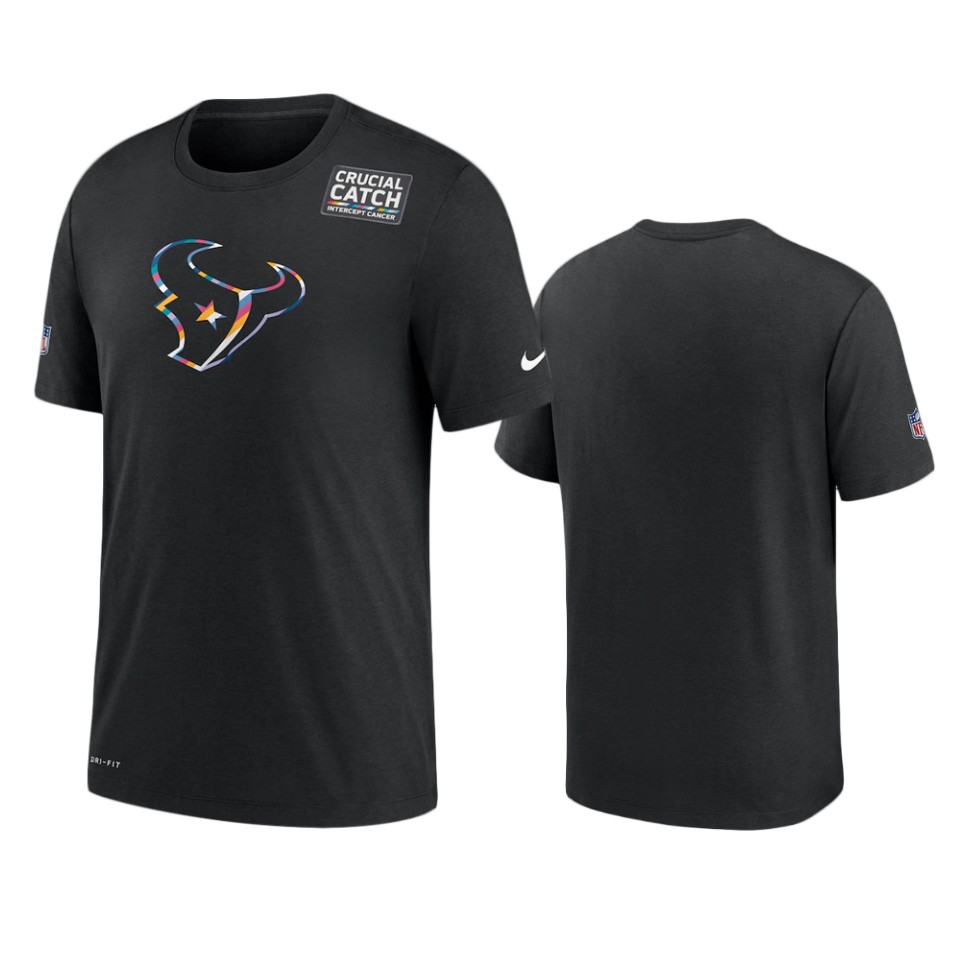 houston texans black crucial catch sideline t shirt
