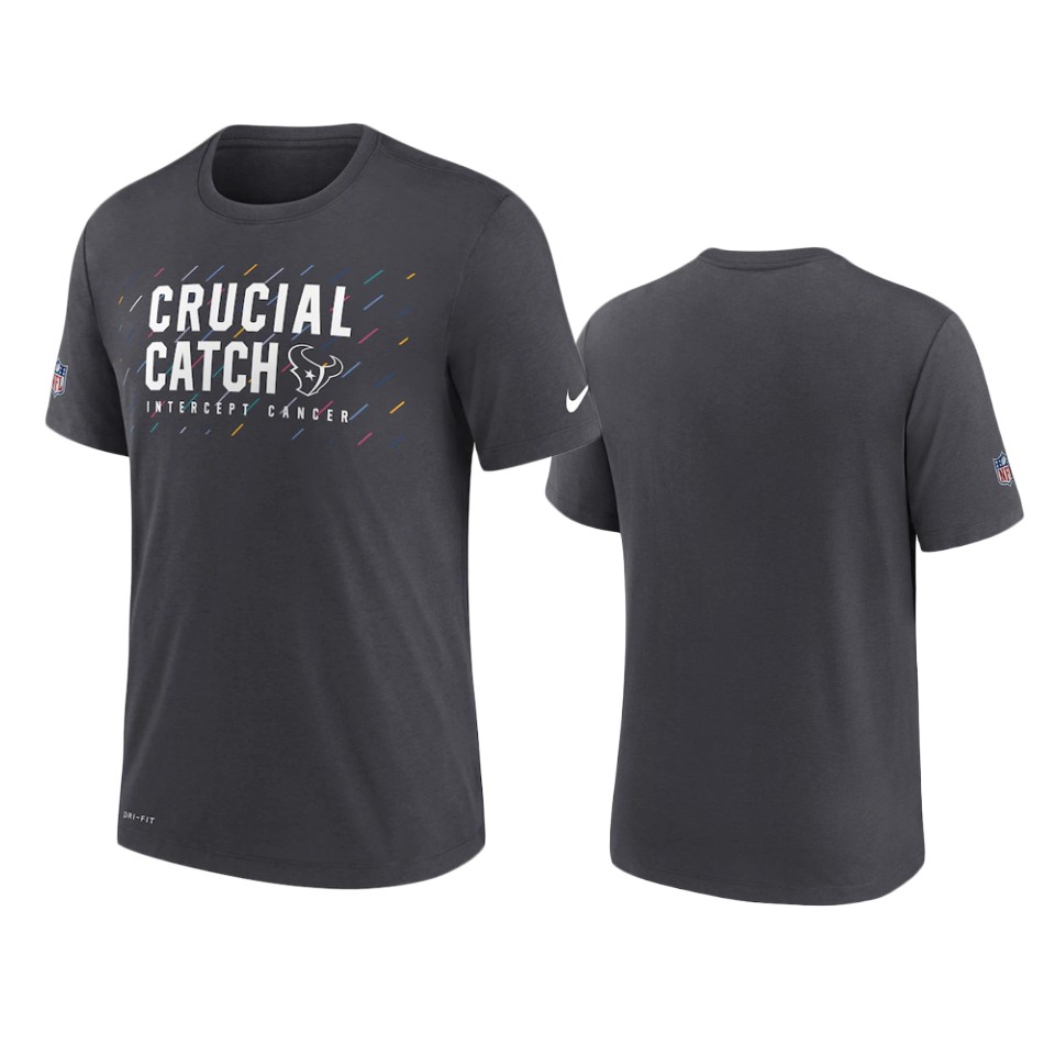 houston texans charcoal 2021 nfl crucial catch performance t shirt
