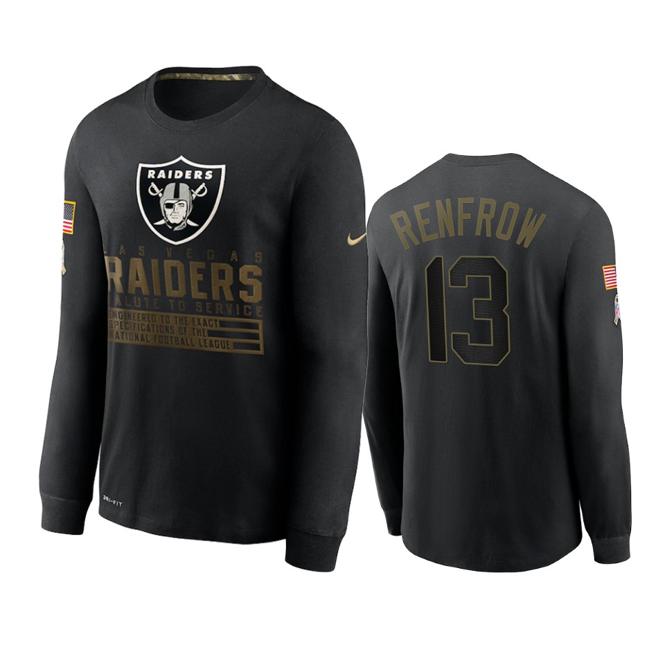 hunter renfrow raiders black 2020 salute to service sideline performance long sleeve t shirt