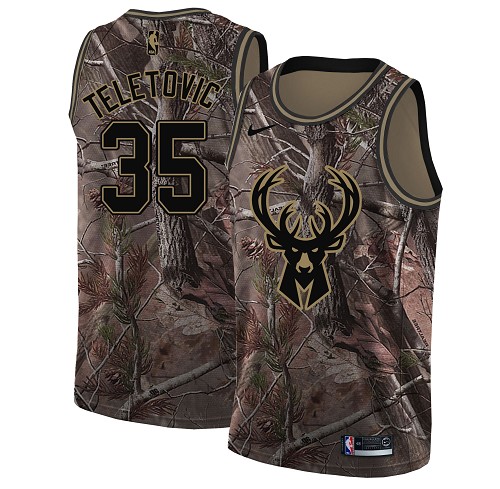 ike Bucks #35 Mirza Teletovic Camo Women's NBA Swingman Realtree Collection Jersey