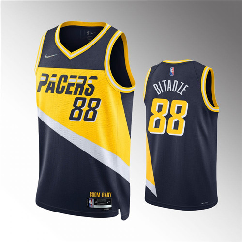 Indiana Pacers Goga Bitadze 2021-22 75th Anniversary City Black stitched Jersey #88