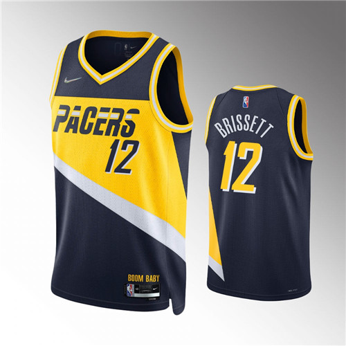 Indiana Pacers Oshae Brissett 2021-22 75th Anniversary City Black stitched Jersey #12