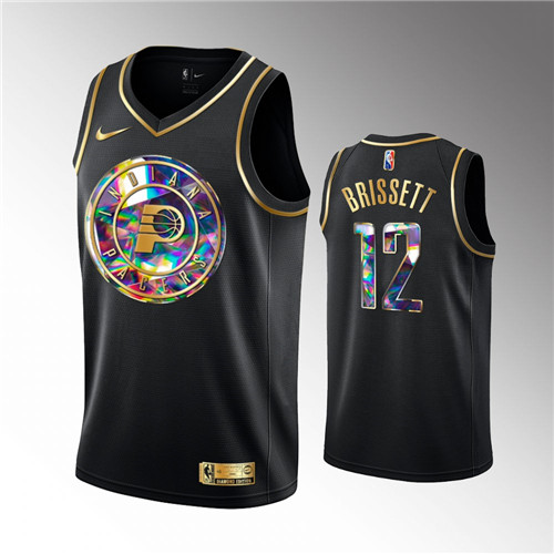 Indiana Pacers Oshae Brissett 2021-22 Golden Edition 75th Anniversary Black stitched Jersey #12