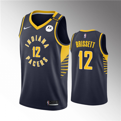 Indiana Pacers Oshae Brissett Icon Edition Navy stitched Jersey #12