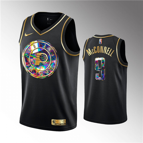 Indiana Pacers T.J. McConnell 2021-22 Golden Edition 75th Anniversary Black stitched Jersey #9