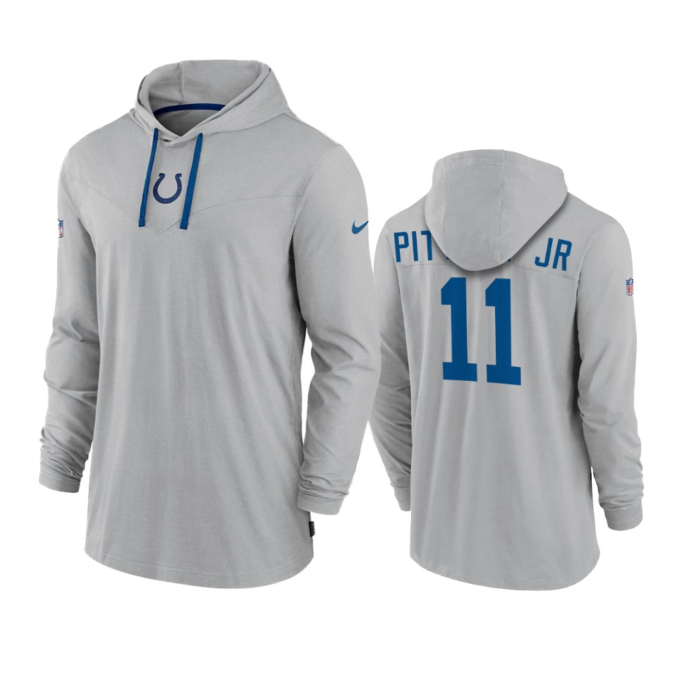 indianapolis colts michael pittman jr. gray sideline performance hoodie tri blend t shirt