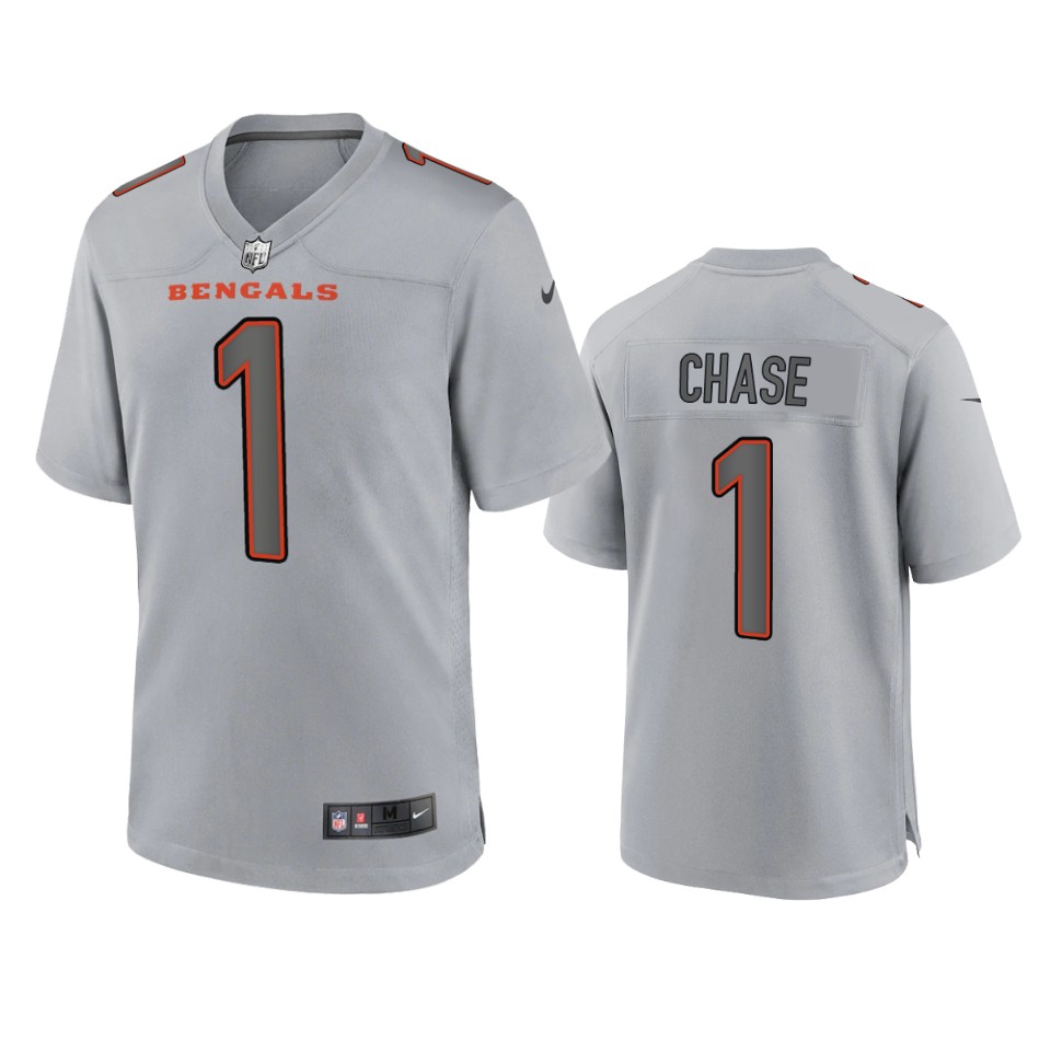 ja'marr chase bengals gray atmosphere fashion game jersey