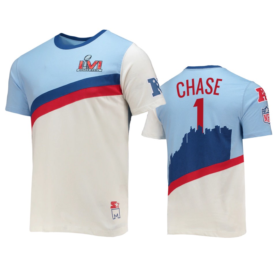 ja'marr chase cincinnati bengals white super bowl lvi pacific t shirt