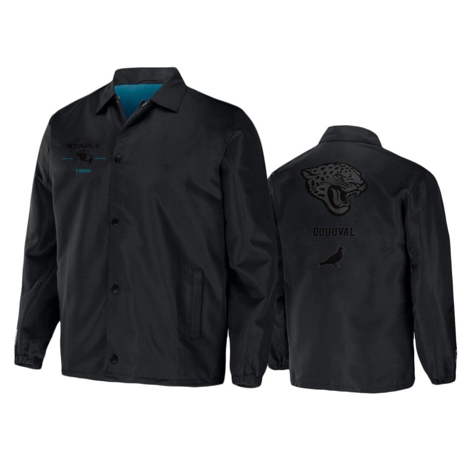 jaguars black staple coaches full snap jacket