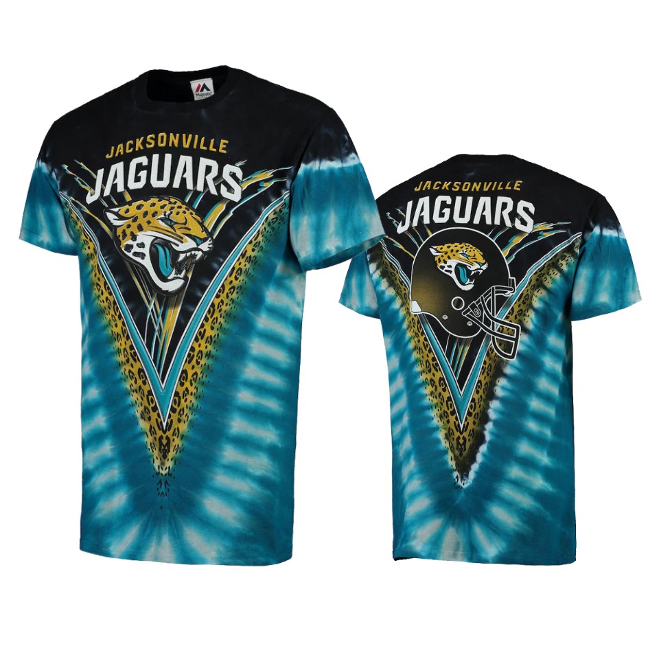 jaguars black teal tie dye v t shirt