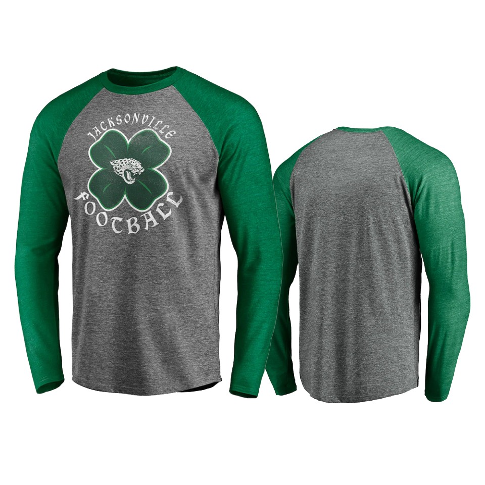 jaguars gray green st. patrick's day celtic crew t shirt