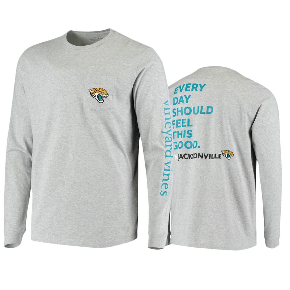 jaguars heathered gray feel good long sleeve t shirt