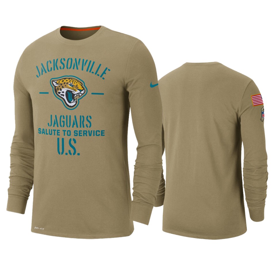 jaguars tan 2019 salute to service sideline long sleeve t shirt