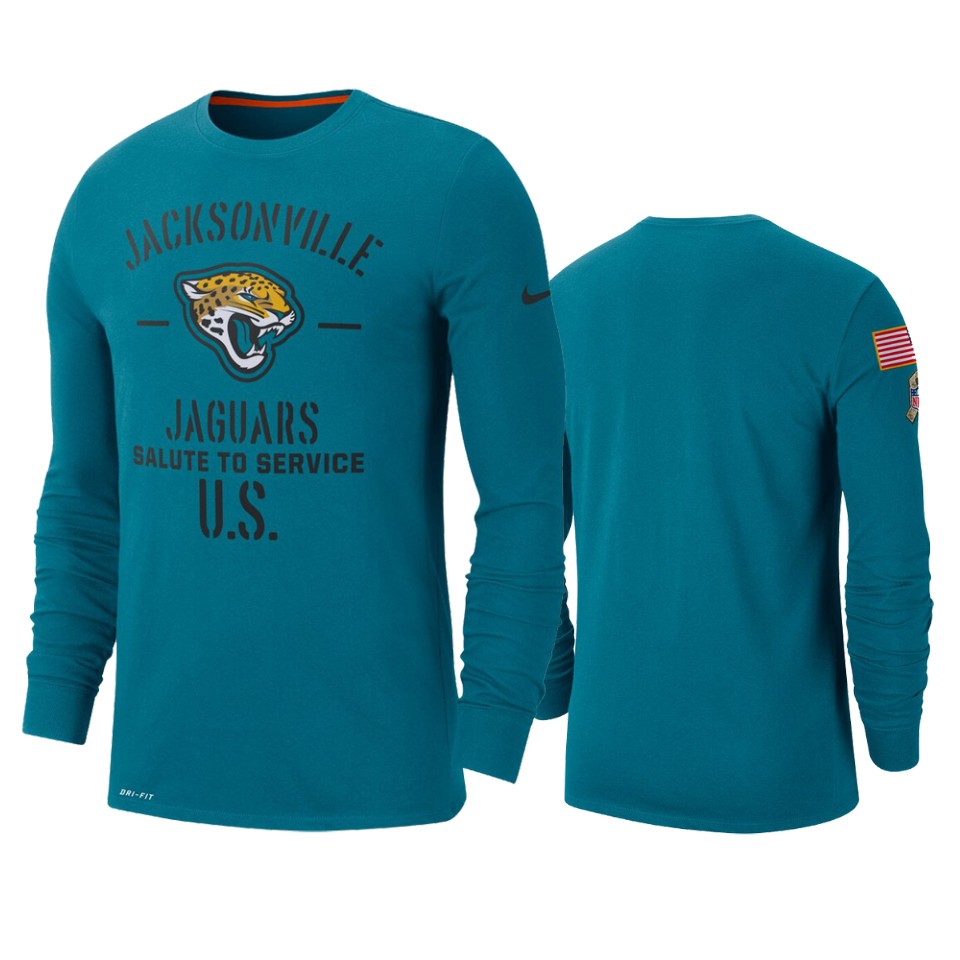 jaguars teal 2019 salute to service sideline long sleeve t shirt