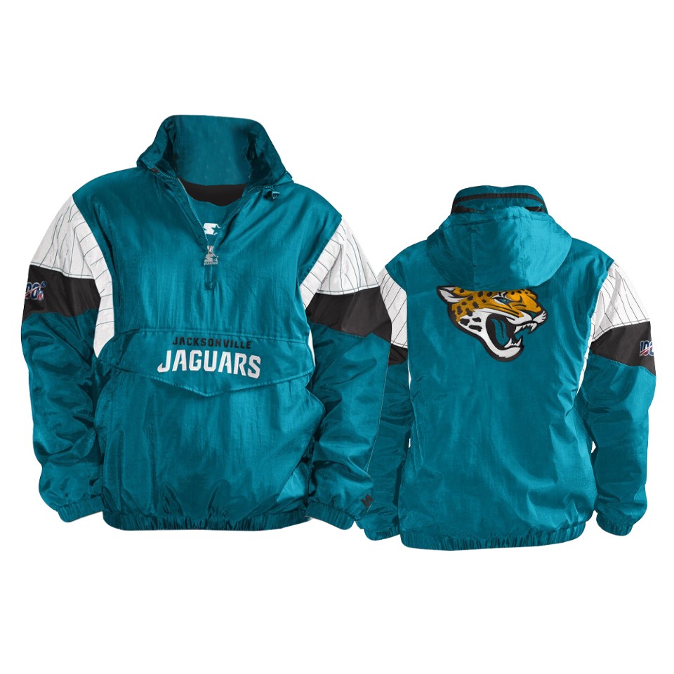 jaguars teal black 100th season thursday night lights quarter zip breakaway jacket