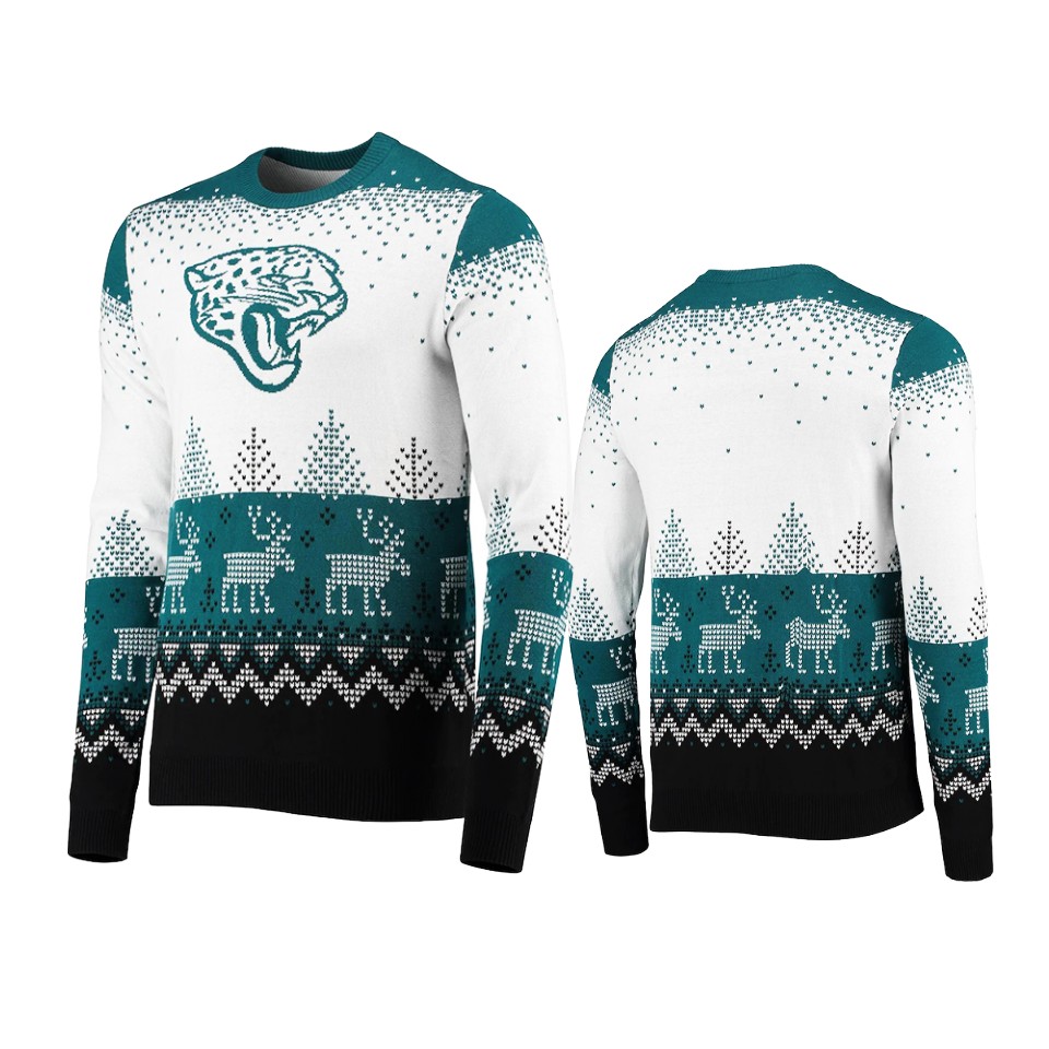 jaguars white 2021 christmas gift big logo sweater
