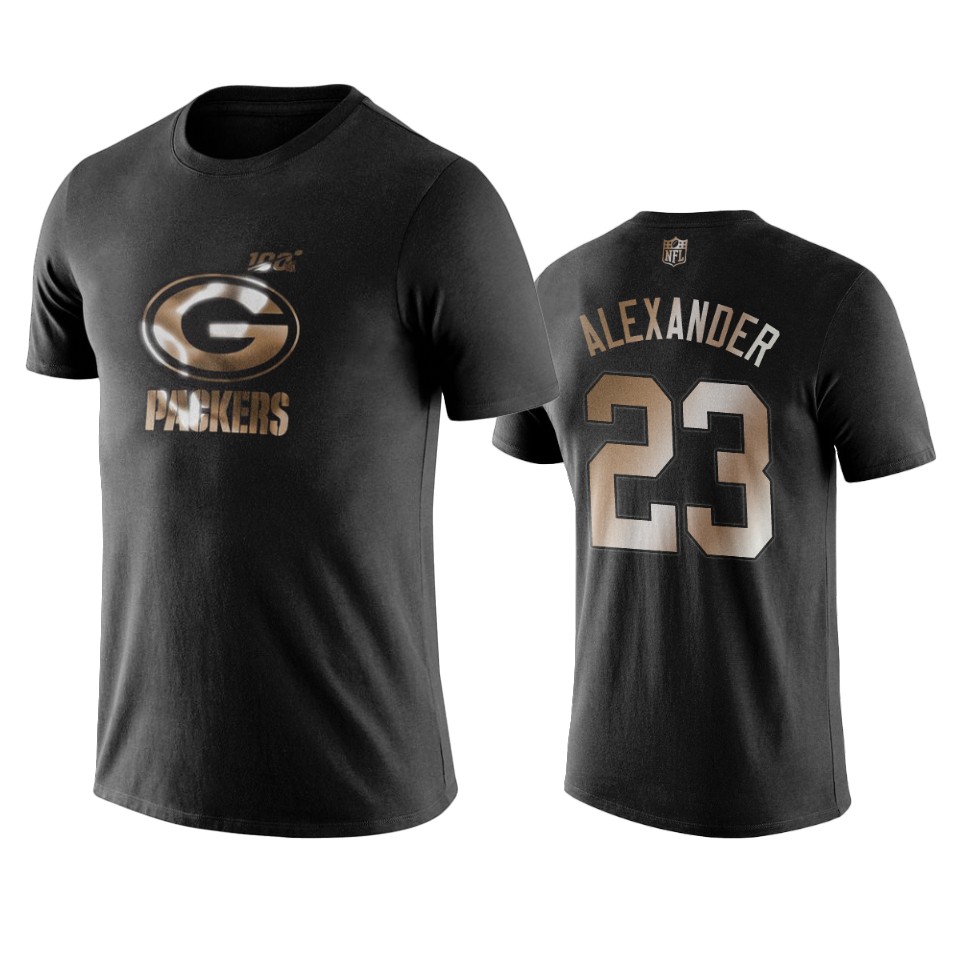 jaire alexander packers black golden 100th season t shirt