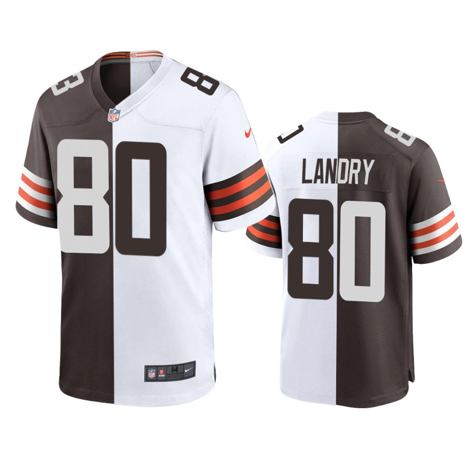 jarvis landry browns brown white split game jersey