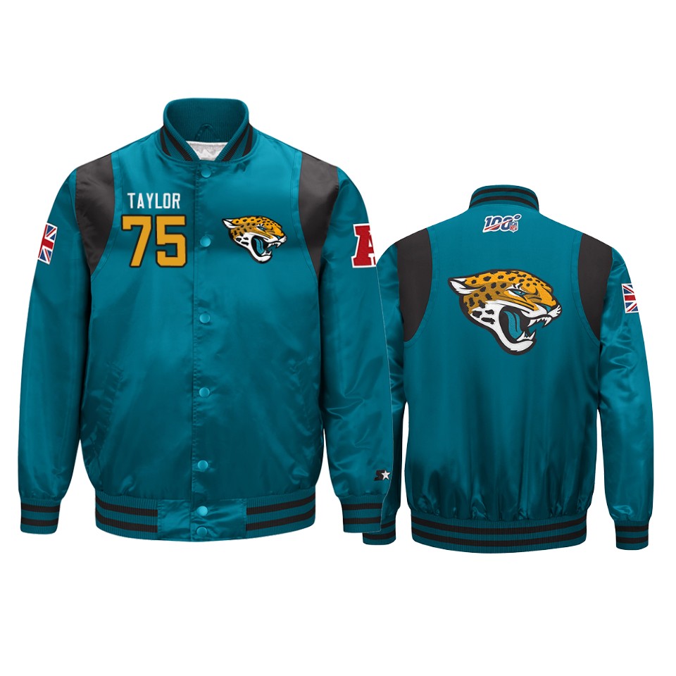 jawaan taylor jaguars teal 2019 nfl london game nfl 100 full zip jacket