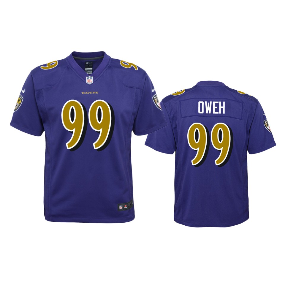 jayson oweh ravens purple color rush game jersey  