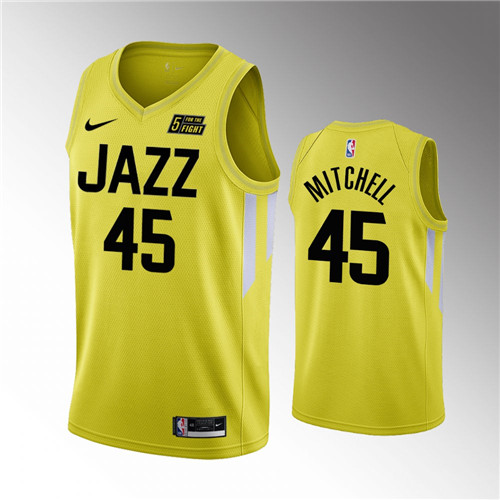 Utah Jazz Donovan Mitchell Yellow Icon Edition stitched Jersey #45