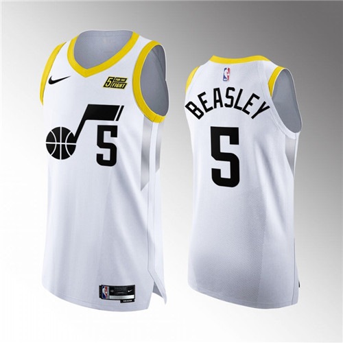 Utah Jazz Malik Beasley 2022-23 White Authentic stitched Jersey #5