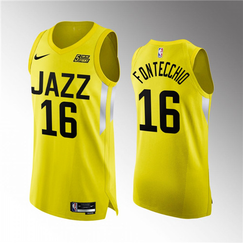 Utah Jazz Simone Fontecchio Yellow 2022-23 Authentic stitched Jersey #16