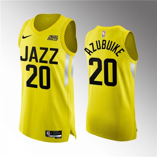 Utah Jazz Udoka Azubuike Yellow 2022-23 Authentic stitched Jersey #20