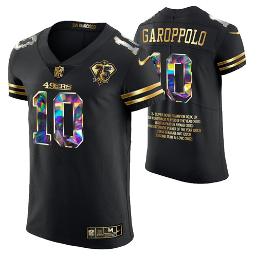 jimmy garoppolo career highlights diamond edition jersey black 75th anniversary stitched