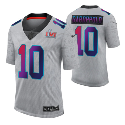 jimmy garoppolo super bowl lvi gray jersey limited stitched