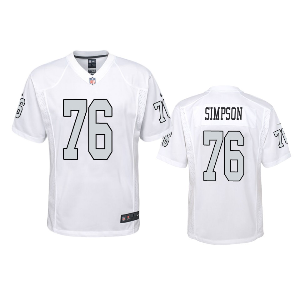 john simpson raiders white color rush game jersey