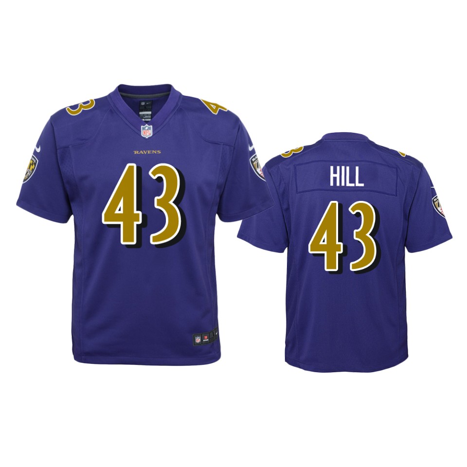 justice hill ravens purple color rush game jersey