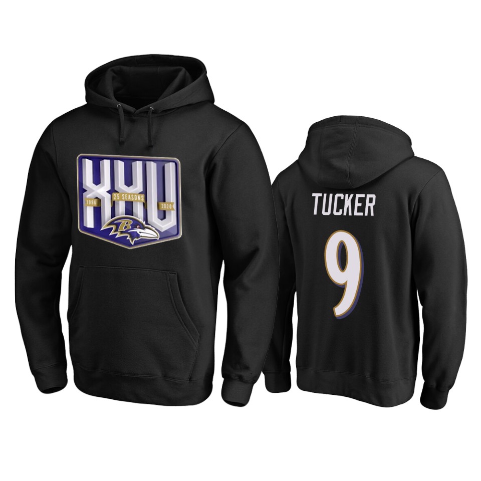 justin tucker ravens black 25th season pullover hoodie