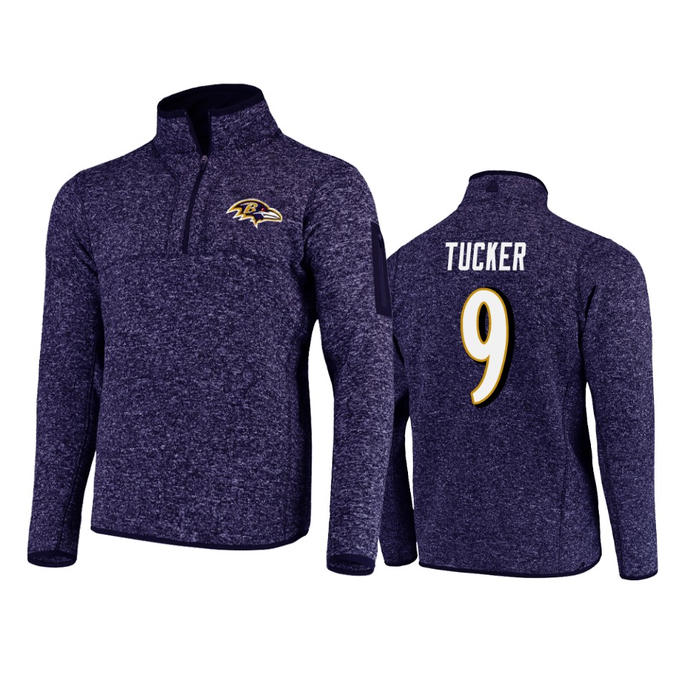 justin tucker ravens heather purple fortune quarter zip jacket