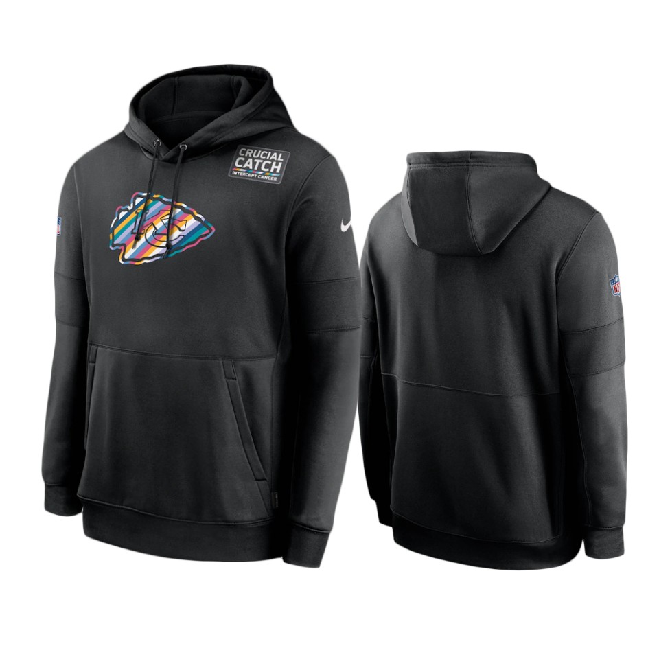 kansas city chiefs black crucial catch sideline performance hoodie