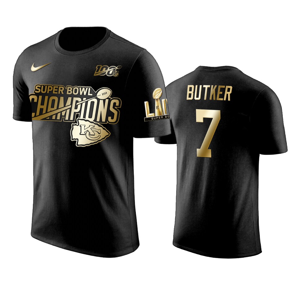 kansas city chiefs harrison butker black super bowl liv champions golden edition t shirt