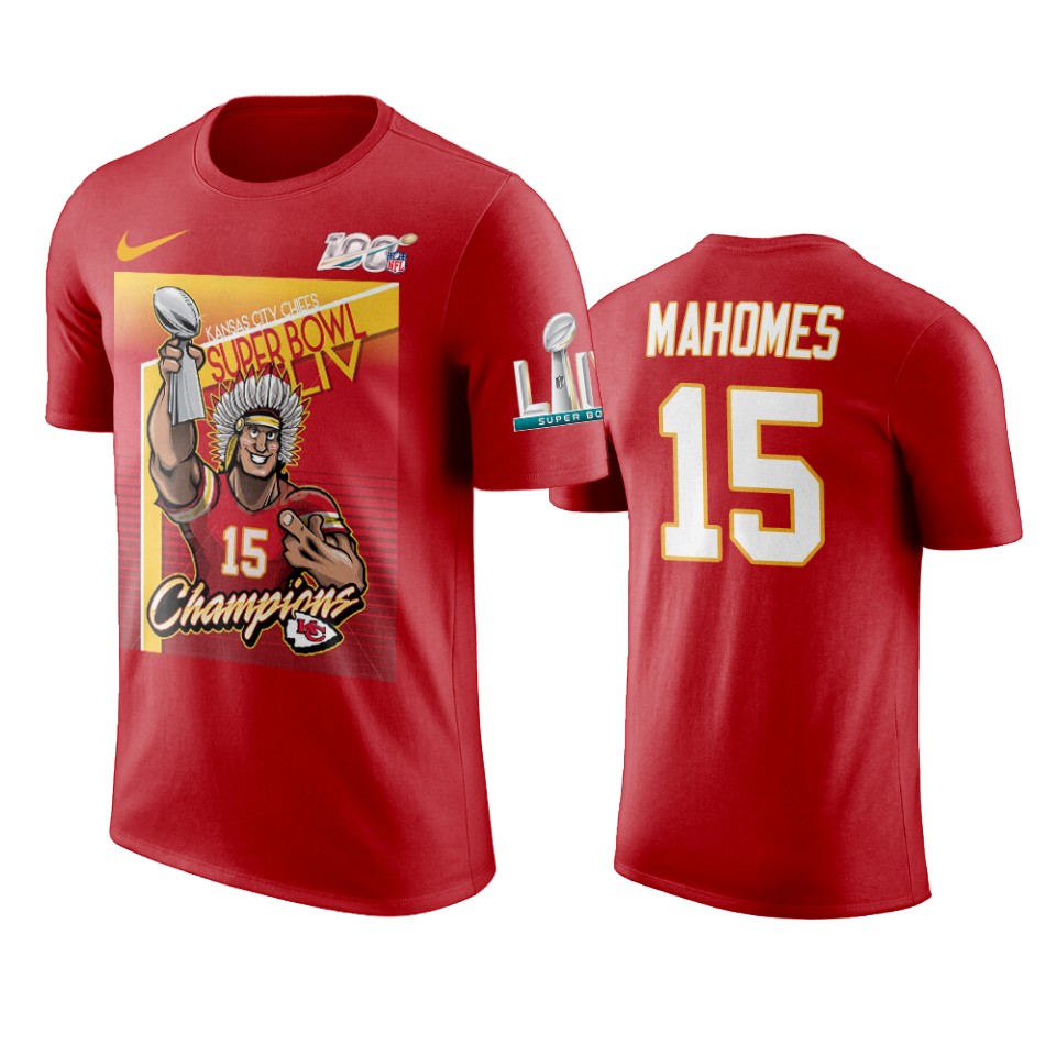 kansas city chiefs patrick mahomes red super bowl liv champions cartoon t shirt