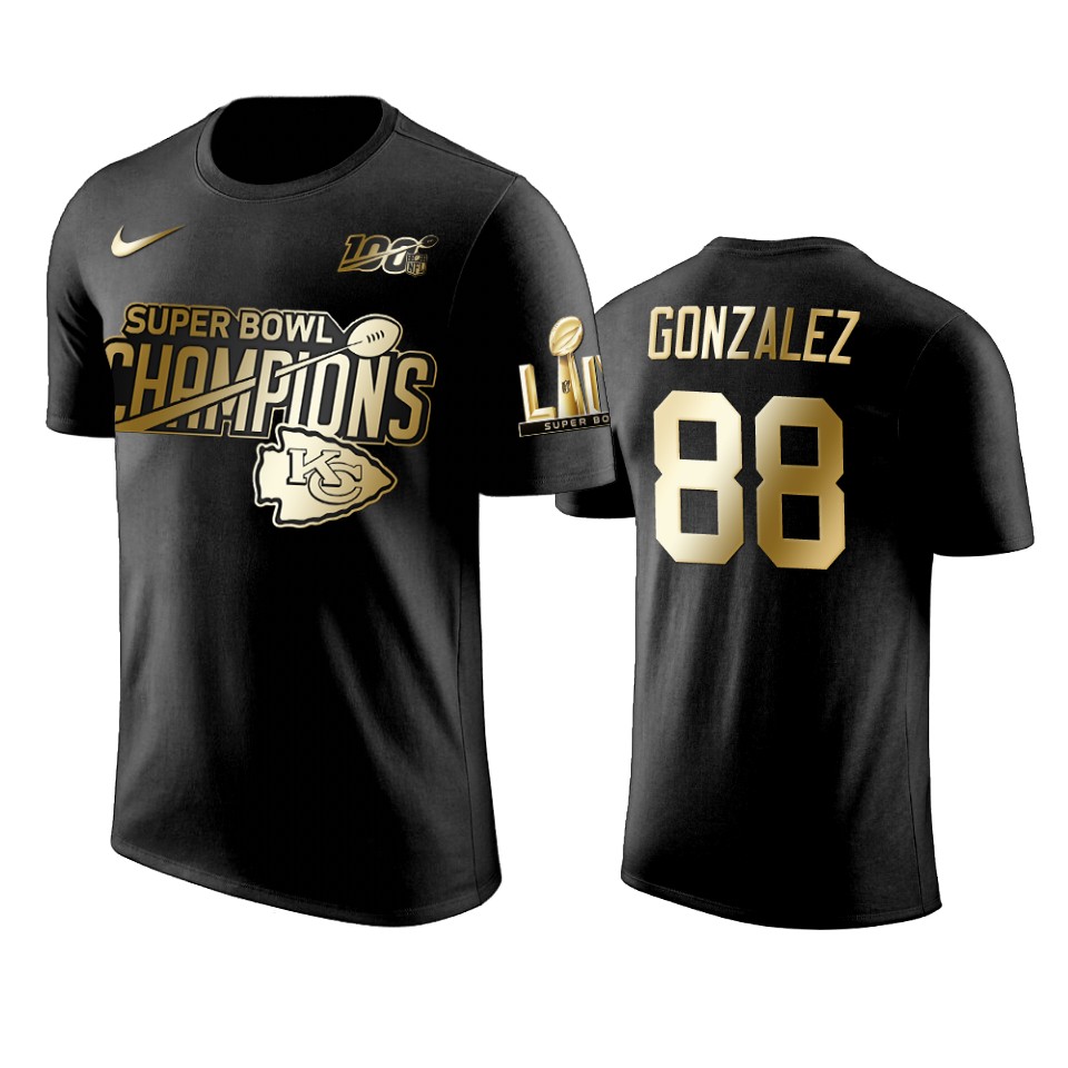 kansas city chiefs tony gonzalez black super bowl liv champions golden edition t shirt