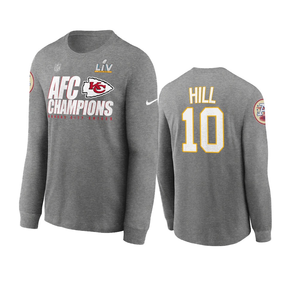 kansas city chiefs tyreek hill red 2020 afc champions trophy t shirt