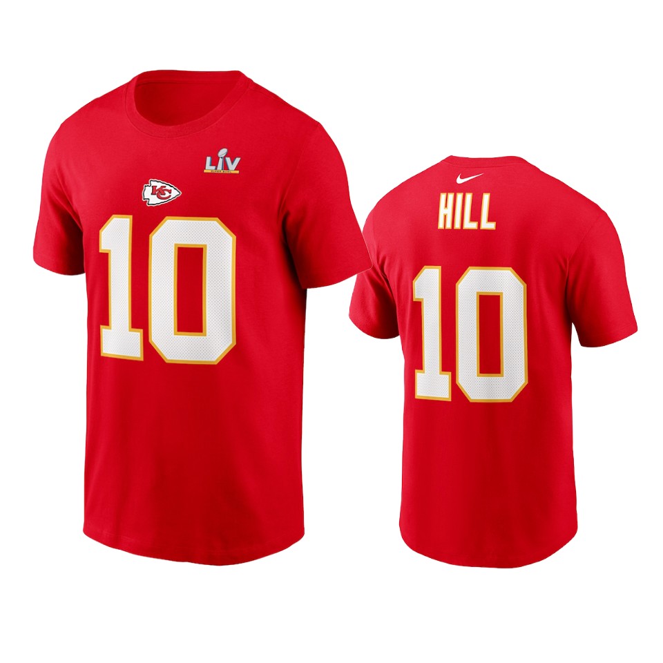 kansas city chiefs tyreek hill red super bowl lv name number t shirt