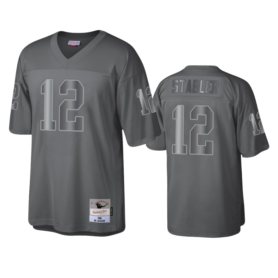 ken stabler raiders charcoal throwback metal legacy jersey