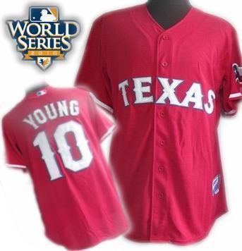 kids 2010 world series patch texas rangers #10 young red