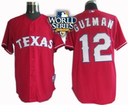 kids 2010 world series patch texas rangers #12 guzman red