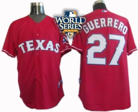 kids 2010 world series patch texas rangers #27 guerrero red