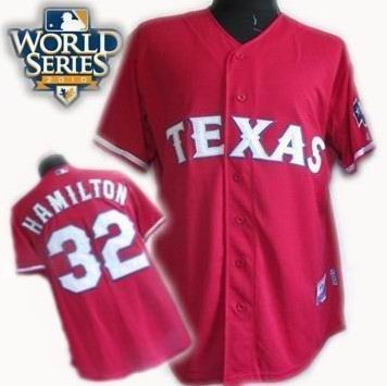 kids 2010 world series patch texas rangers #32 josh hamilton red